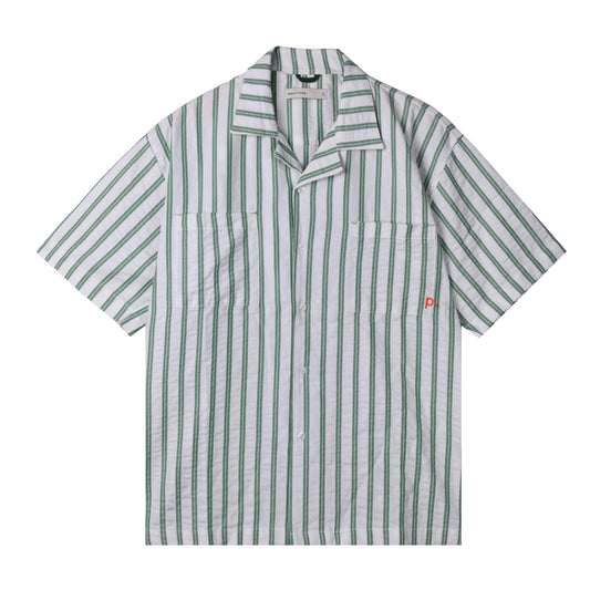 Striped Green Essential Camp Shirt