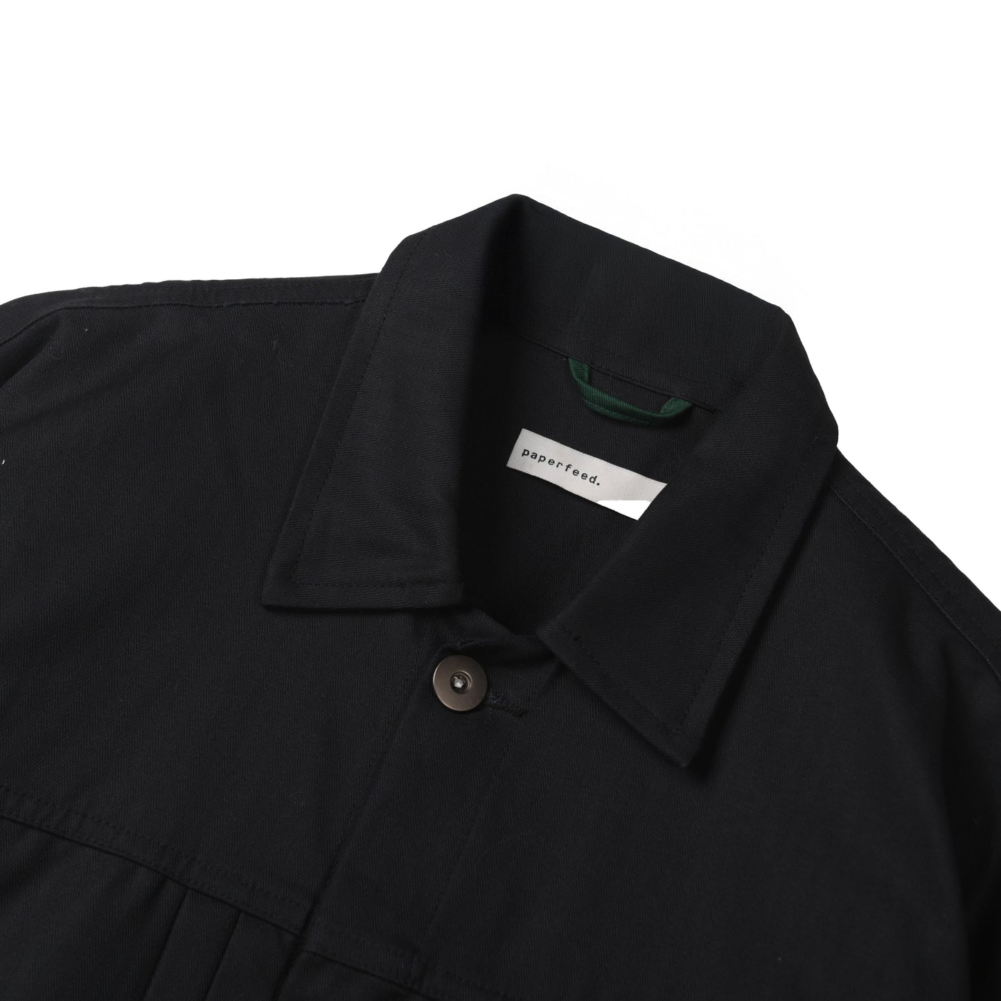 Black Herringbone Essential Classic Trucker Jacket