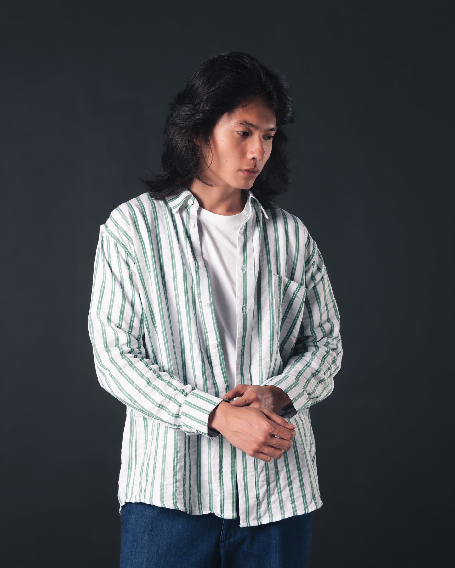 Striped Green Essential Regular Shirt