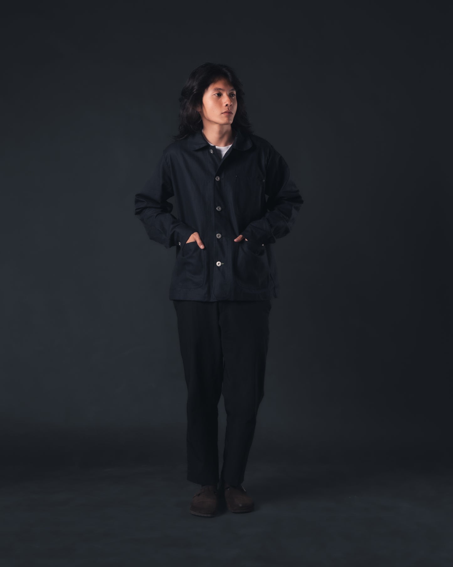 Black Herringbone Essential OG Coverall Jacket