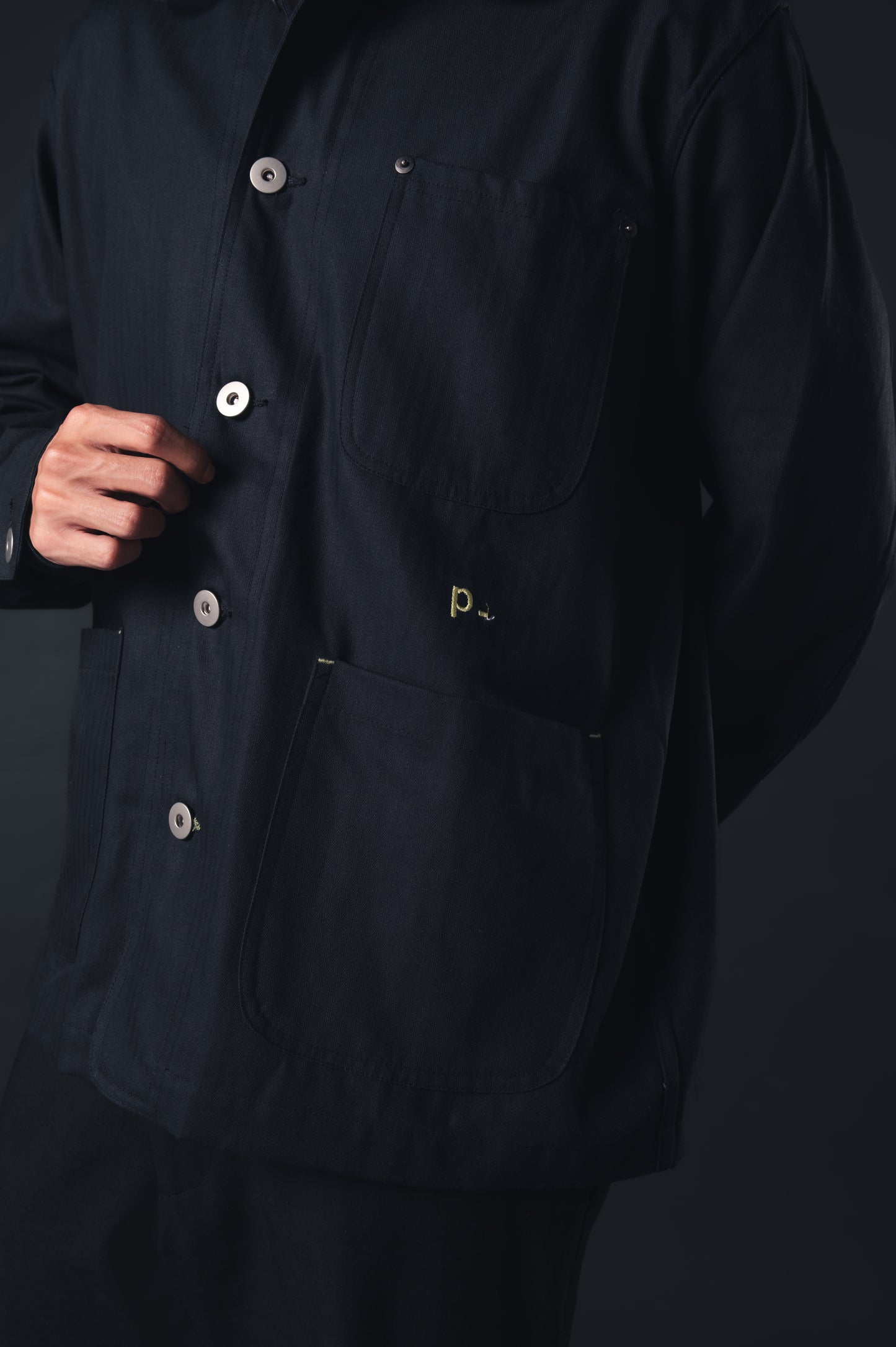 Black Herringbone Essential OG Coverall Jacket