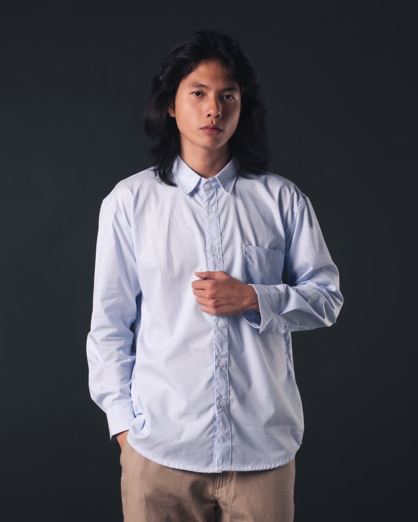 Striped Lt.Blue Essential Regular Shirt