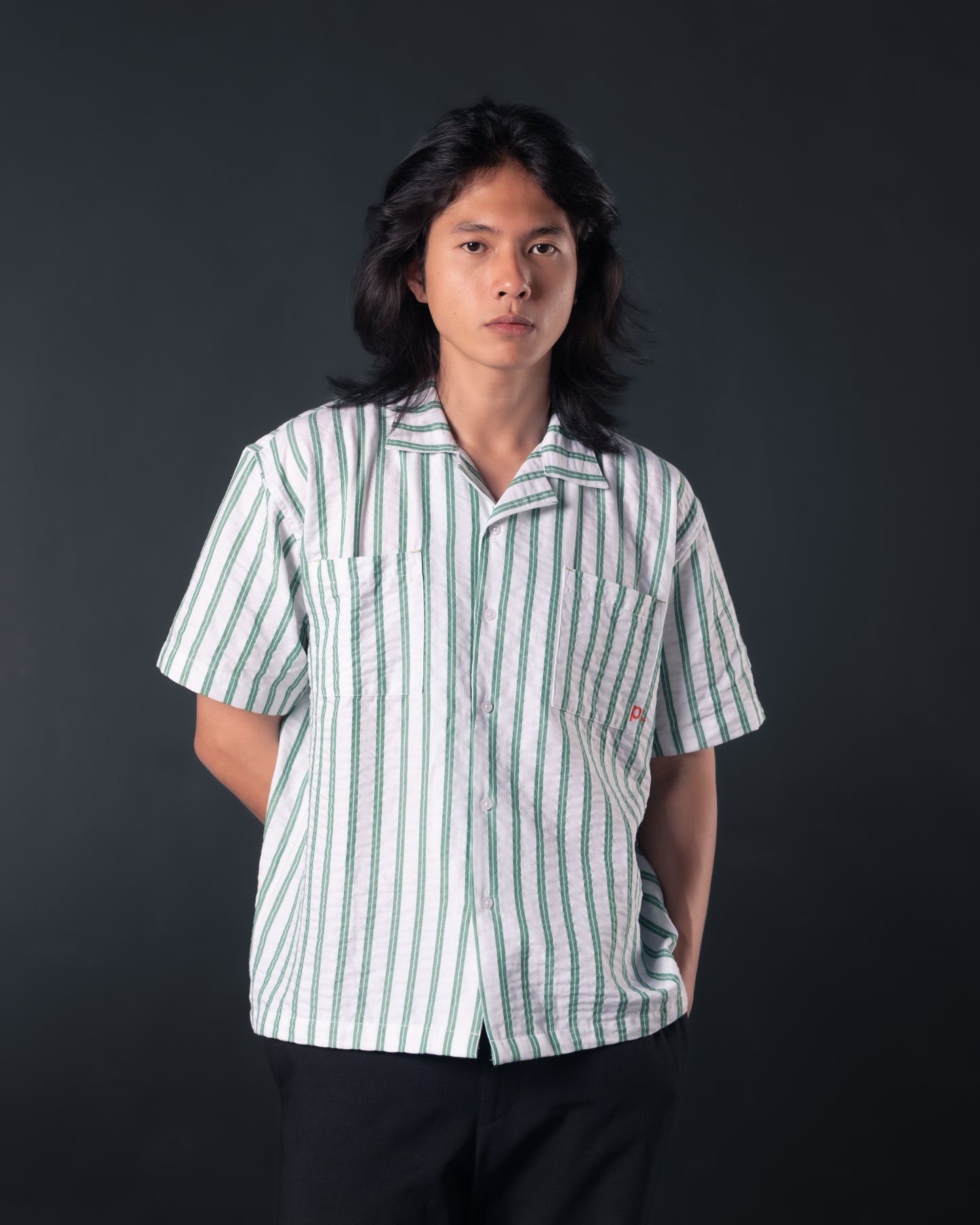 Striped Green Essential Camp Shirt