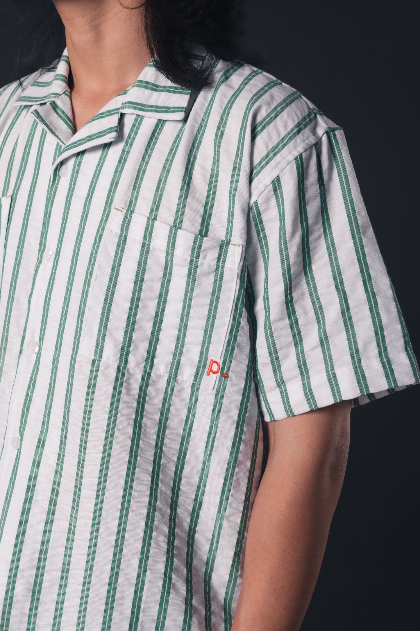 Striped Green Essential Camp Shirt